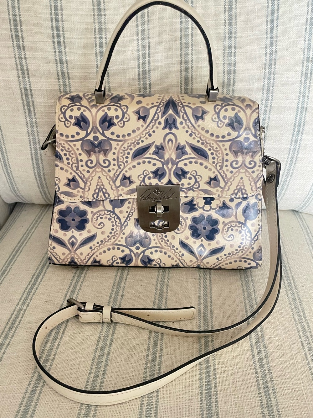 Patricia Nash Italian Folklore Chauny Satchel Floral Leather Purse Bag
